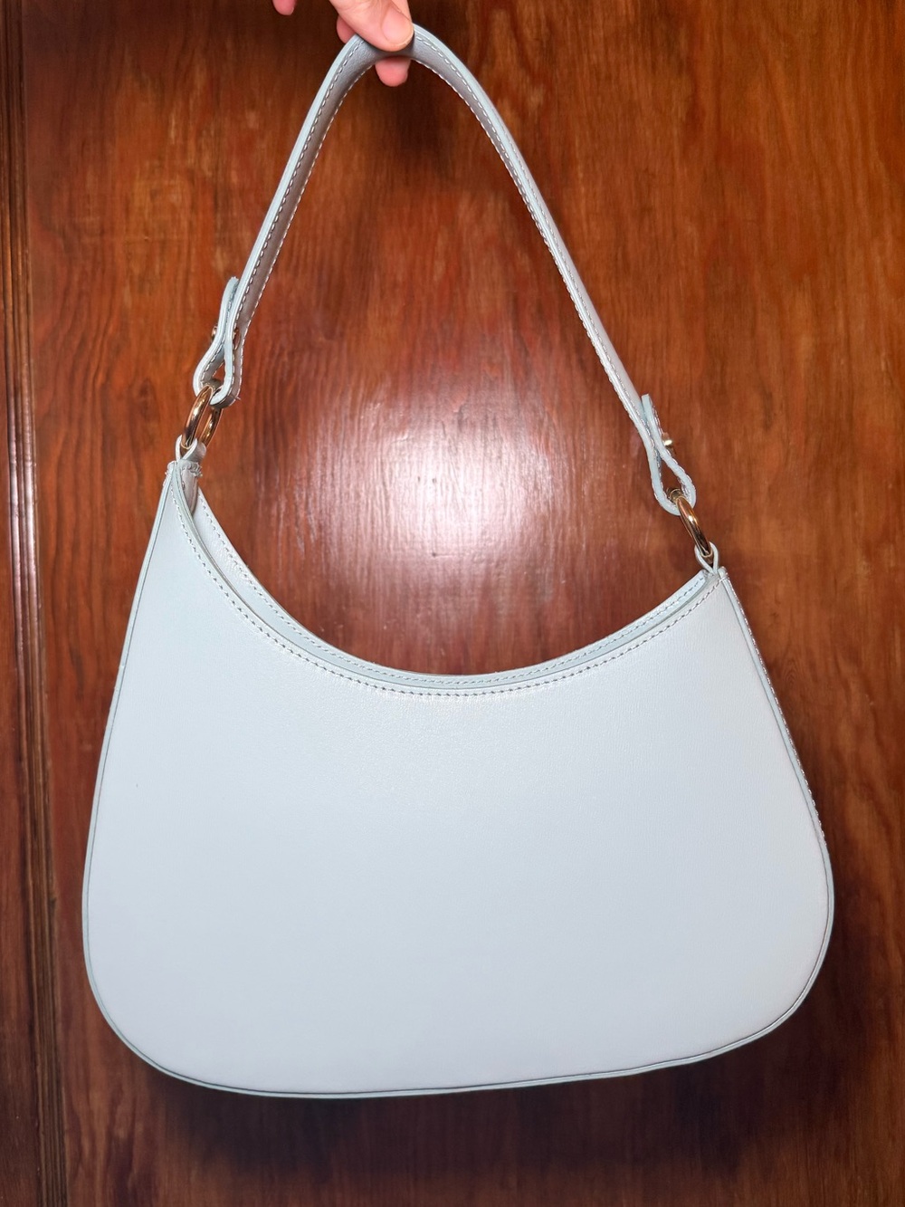 Italian Leather Light Blue Shoulder Bag
